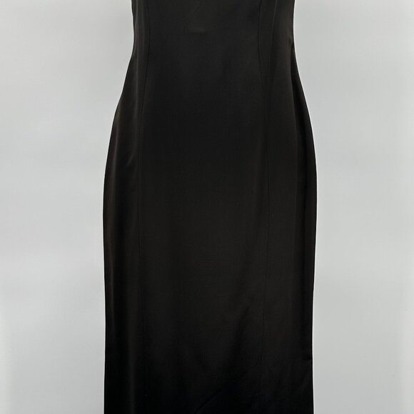 Vintage 1980s Gianni Versace Black Silk Blend Satin Iconic Curved - Picture 2 of 4